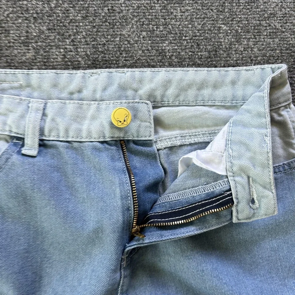 Justice Jeans Girls 16 Blue Barrel Wide Leg Looney Tunes Bugs Bunny Cargo Denim